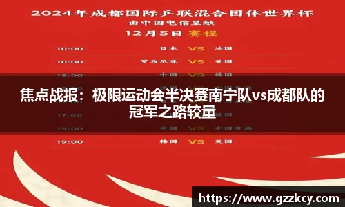 焦点战报：极限运动会半决赛南宁队vs成都队的冠军之路较量